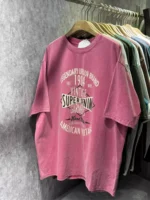 Overseas limited-time clearance ~ American-style right-shoulder retro fashion distressed men's and women's cotton short-sleeved T-shirts large size