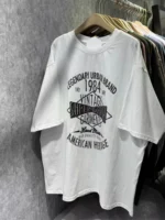 Overseas limited-time clearance ~ American-style right-shoulder retro fashion distressed men's and women's cotton short-sleeved T-shirts large size - Image 3