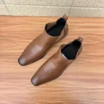 Chelsea boots men's pointed toe autumn and winter British fashion versatile casual men's shoes mid-top leather shoes large size clearance - Image 3